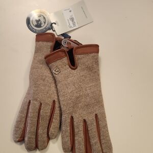 NWT COLE HAAN Camel Leather/Wool Gloves- Size M $98